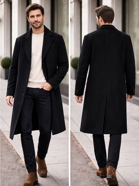 Ralph Ralph Lauren Vintage Cashmere Blend Black Overcoat~Size 52R